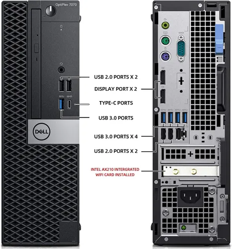 Vista 2 de Dell Computadoras de escritorio OptiPlex 7070 Windows 11, 9ª generación Intel 6 Core i5-9500, 32GB DDR4 Ram 512GB SSD, WiFi inalámbrico integrado 6e