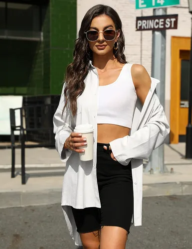 Vista 4 de Bianstore Camisas de lino de gran tamaño para mujer, blusas de manga larga con botones