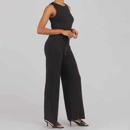 Vista 3 de oliwex Air Essentials - Enterizo de 2023 para mujer, casual, holgado, manga corta, cinturón, pierna ancha, pantalón