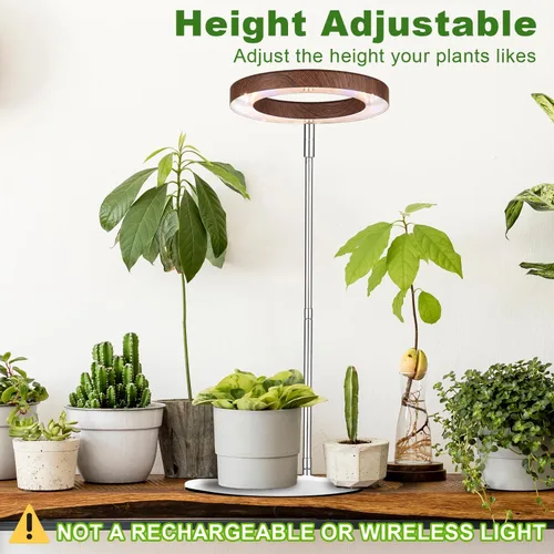 Vista 2 de yadoker 72 LEDs Luz de cultivo de plantas para plantas de interior, Luz de escritorio de aluminio con grano de madera de nogal LED, Altura