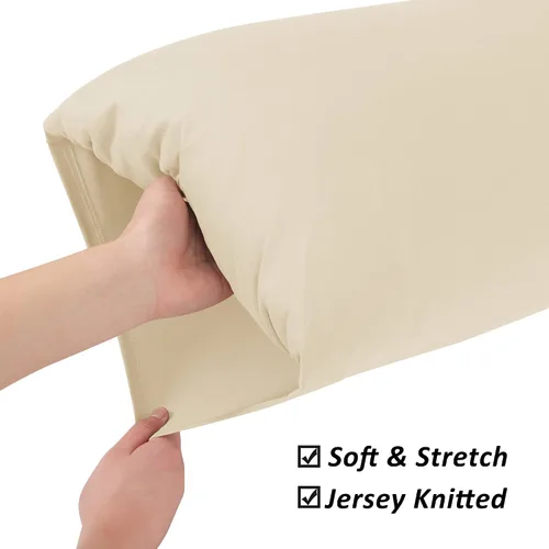 Vista 2 de Juego de 2 fundas de almohada elásticas de micropunto ultra suaves, tamaño estándar, color beige