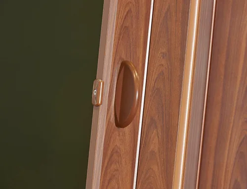 Vista 2 de LTL Home Products 36 pulgadas x 80 pulgadas. Puerta de acordeón plegable interior de PVC de vinilo, kit con herrajes, eco casero, castaño