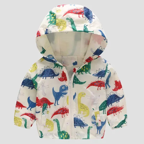 Vista 4 de Abrigos con capucha y cremallera para niños pequeños cárdigan de coche patrón de flores lindas chaqueta para bebés niños y niñas, V1-beige