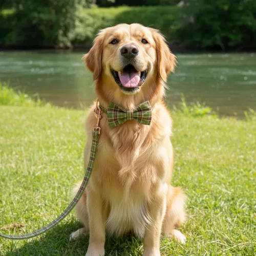 Vista 2 de PETDURO Collar de Perro a Cuadros Personalizado Verde Manzana - Nombre y Número de Teléfono Grabados en Hebilla de Metal Oro Rosa - Personalizado