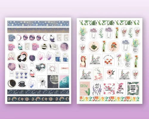 Vista 4 de Lamare Calcomanías decorativas para agenda de álbumes de recortes para mujeres, lindas y estéticas calcomanías de calendario para diario, uso
