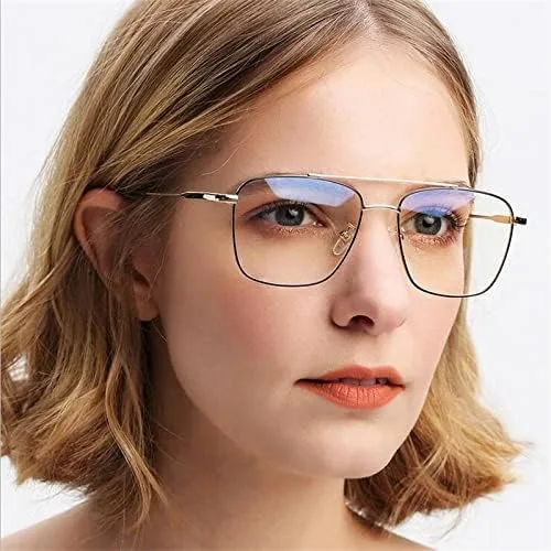 Vista 3 de Dollger Lentes cuadrados transparentes con marco de metal falso sin receta Plateado