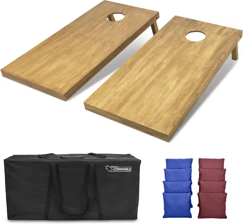 Vista 29 de GoSports 4 ft x 2 ft Regulation Size Wooden Cornhole Boards Set with Light Brown Finish - Includes Carrying Case and Bean Bags Negro- gris