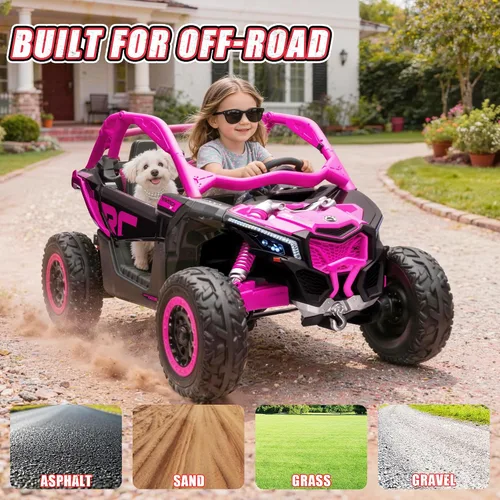 Vista 6 de 24V CAN-AM Maverick X3 con licencia de 2 plazas para niños UTV Rosa intenso