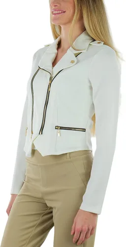 Vista 56 de ToBeInStyle Blazers de manga larga con cremallera y botones para mujer
