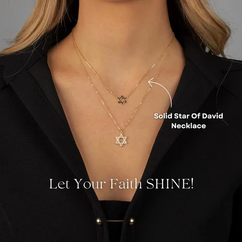 Vista 4 de ADINA EDEN Collar de estrella de David sólida para mujer Joyería de moda para mujer Collar de estrella de David para mujer Plata esterlina