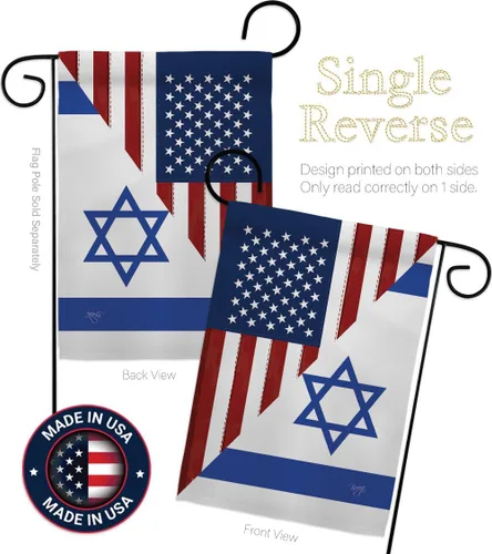Vista 3 de Bandera estadounidense Israelí Bandera de Israel, 2 piezas de pancartas de pared para habitación, patio, césped, jardín, tapiz interior al aire