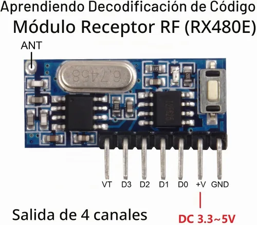 Vista 5 de QIACHIP Interruptor de control remoto inalámbrico de 433 MHz, mini receptor, código de aprendizaje integrado, decodificación 1527, salida de 4