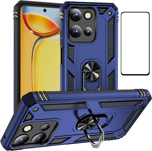 Vista 24 de Funda para Xiaomi POCO X3 NFC /X3 Pro con protector de pantalla, armadura de protección militar híbrida resistente a prueba de golpes, funda Negro