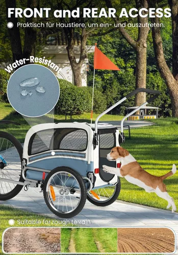 Vista 7 de Sepnine 2 en 1 Remolque de Bicicleta para Mascotas con una Rueda de Carrito de 15 cm Adecuada para Perros Pequeños y Medianos, Capacidad de Carga