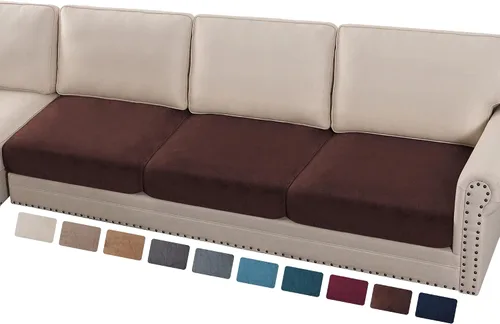 Vista 11 de PrinceDeco Fundas de cojín para sofá, funda elástica y lavable, funda de cojín ajustable de tela de terciopelo antideslizante, protector de muebles