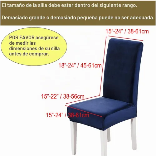 Vista 6 de Juego de 2 fundas de terciopelo suave para sillas de comedor, fundas elásticas de terciopelo para sillas, color negro