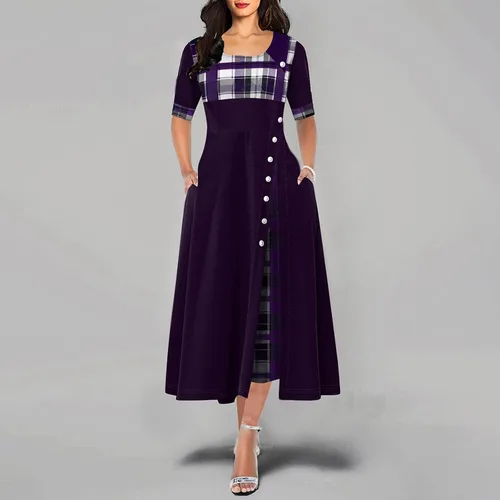Vista 2 de FQZWONG Vestidos de verano para mujer 2023, casuales, holgados, acampanados, para salir, fiesta, club, talla grande, elegantes vestidos vintage