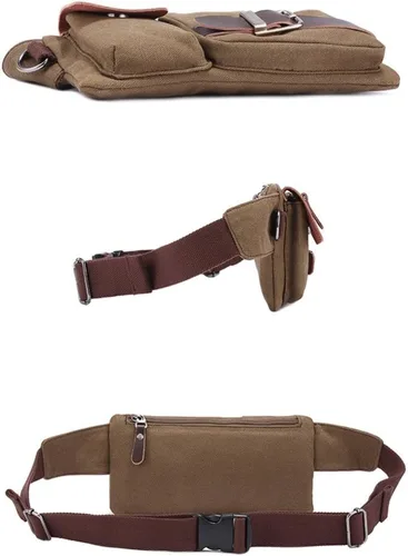 Vista 3 de BAOSHA YB-01 Bolso de la cintura de los hombres de la vendimia Deportes Riñonera Bolsa de Seguridad de Dinero de la Cintura de la Bolsa