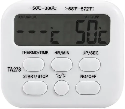 Vista 4 de Termómetro digital de alimentos con sonda para carne, barbacoa, horno y cocina: rango de -58.0 °F a 572.0 °F, interruptor Celsius/Fahrenheit, cable