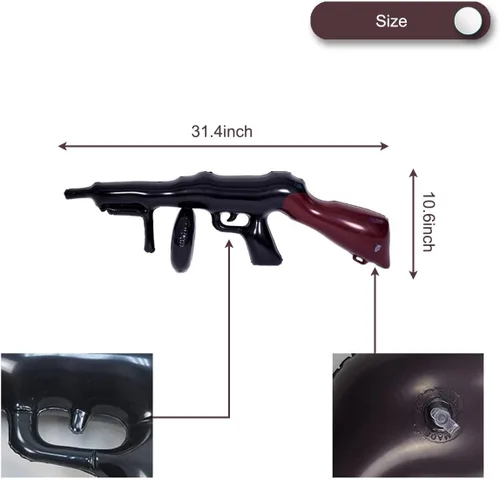Vista 2 de 4 piezas de accesorios inflables para armas, accesorios de disfraz, ametralladora inflable, fiesta temática de cosplay, decoración de cumpleaños