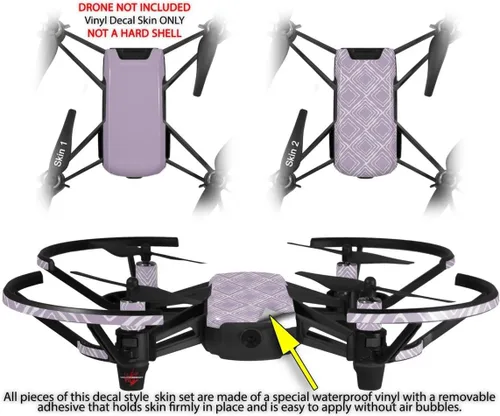 Vista 2 de Pegatina para la piel, 2 unidades, para DJI Ryze Tello Drone Solids, colección Lavender Drone, no incluida.