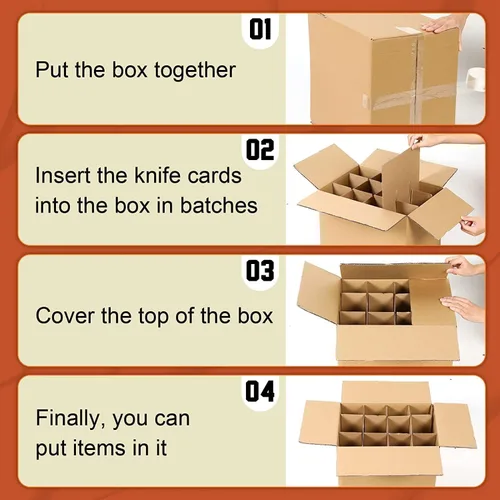 Vista 6 de 4 juegos de separadores de vidrio para cocina, caja de mudanza, cajas de mudanza, cajas de mudanza, divisores de celdas de vidrio con 48 bolsas