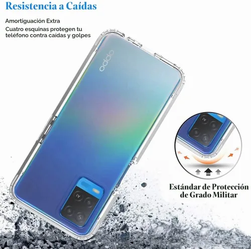 Vista 7 de Funda para teléfono para Oppo A54 4G, CPH2239 con protector de pantalla de vidrio templado, carcasa protectora de cuerpo completo transparente