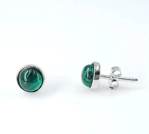 Vista 43 de Pendientes naturales de 0.236 in con chapado en oro blanco sobre plata de ley, bisel cabujón de piedras preciosas regalo de joyería para ella