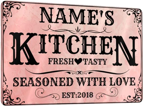 Vista 26 de Letreros de cocina personalizados con nombre personalizado, letrero de cocina condimentado con amor, letrero de cocina para decoración del hogar