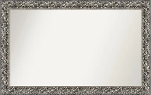 Vista 192 de Amanti Art Espejo de baño plateado para sobre fregadero, 26 x 26 pulgadas, espejo cuadrado de níquel pulido, marco de madera tradicional mediano, se