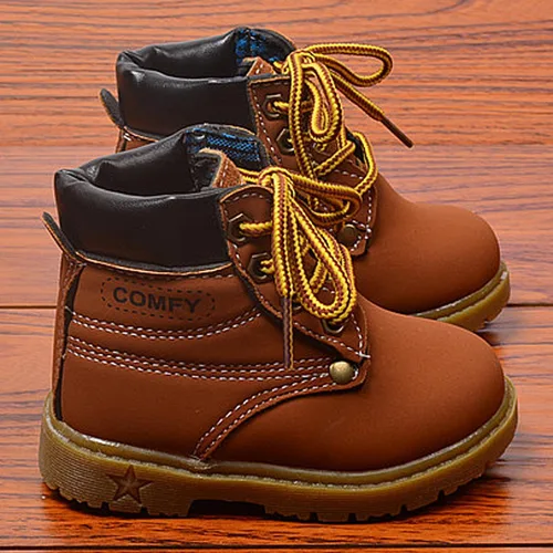 Vista 4 de Happy Cherry Baby Winter Ankle Boots Leather Waterproof Lace Up Boots Flat Boots