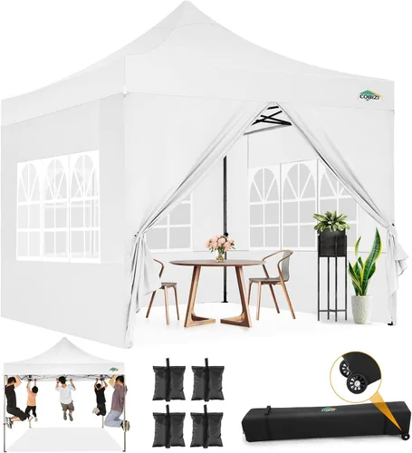 Vista 34 de COBIZI Tienda de campaña desplegable de 6.6 x 6.6 pies, toldo resistente, fácil de instalar, impermeable, para exteriores, fiestas, playa, jardín