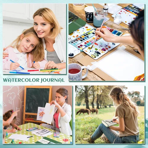 Vista 6 de 40 hojas de cuaderno de acuarela 4x6 pulgadas, papel de acuarela de 140 lb/300 GSM para bocetos de acuarela, papel de acuarela prensado en frío