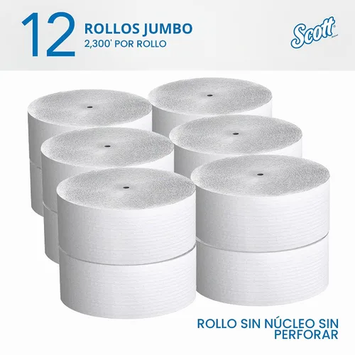 Vista 2 de Scott Professional Rollo de papel higiénico Jumbo sin núcleo, a granel, 12