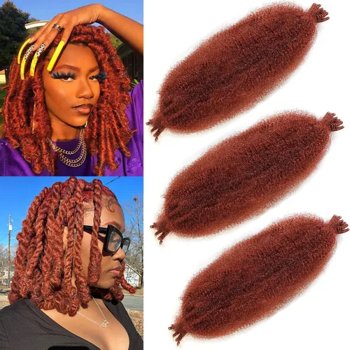 Vista 7 de Cabello de Envoltura Pre-Esponjado de 8 Pulgadas, 3 Paquetes, Cabello Afro Twist Pre-Separado Elástico para Locs, Cabello Afro Twist Negro Natural