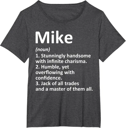 Vista 27 de MIKE Definition - Camiseta divertida para regalo de cumpleaños con nombre personalizado, Negro, S