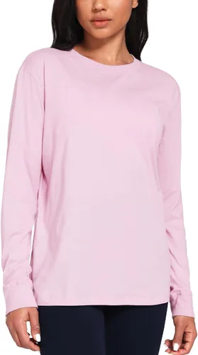 Vista 10 de HeyNuts - Camisas de manga larga para mujer de algodón Pima para entrenamiento, cuello redondo, atléticas, básicas, casuales