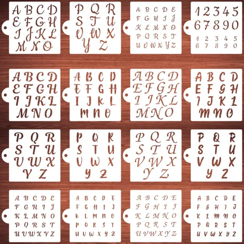 Vista 8 de Plantillas de letras del alfabeto para hornear galletas, paquete de 16 plantillas de letras y números para pasteles, galletas, hornear, plantillas