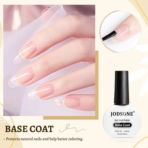 Vista 2 de JODSONE Juego de 3 piezas de 10 ml de capa superior y base de esmalte de uñas con removedor de gel; removedor de uñas de gel para remoción rápida