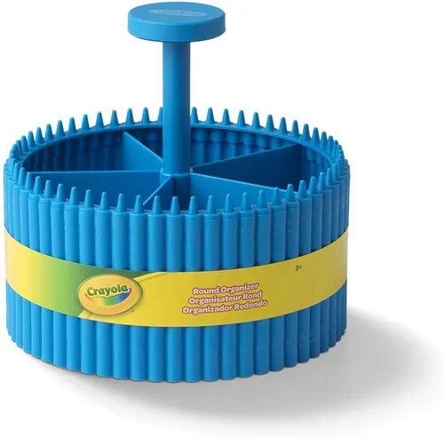 Vista 3 de Crayola - Organizador redondo de almacenamiento, organizador de escritorio creativo para niños con 5 secciones para almacenar bolígrafos, lápices