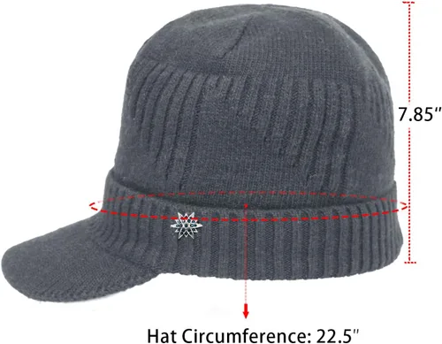 Vista 30 de Dahlia Gorro para hombre con visera - lana, sombrero de invierno con borde, forro polar