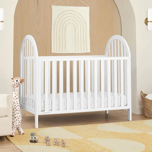 Vista 2 de Delta Children Milano - Cuna convertible 4 en 1, certificada Greenguard Gold, color blanco Bianca