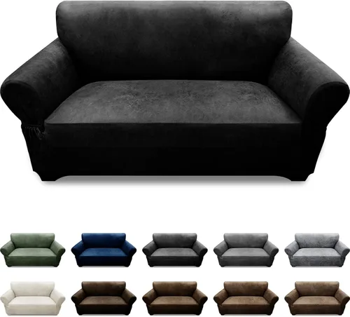Vista 82 de Fundas para Sillón de 2 Piezas con Cojín en T, Fundas de Aspecto de Cuero para Sofá, Fundas para Sillas, Protector de Muebles Elástico, Funda