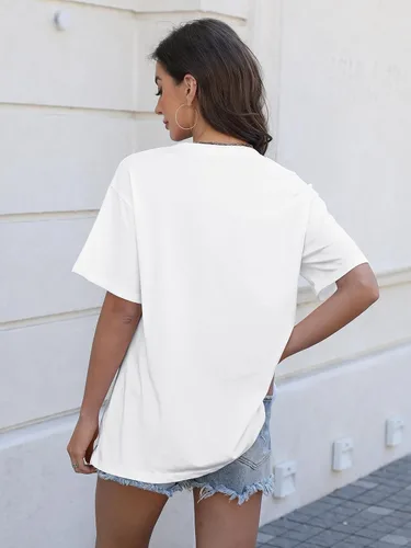 Vista 3 de Camisetas de gran tamaño para mujer, de manga corta, ajuste holgado, para verano, casual, básicas