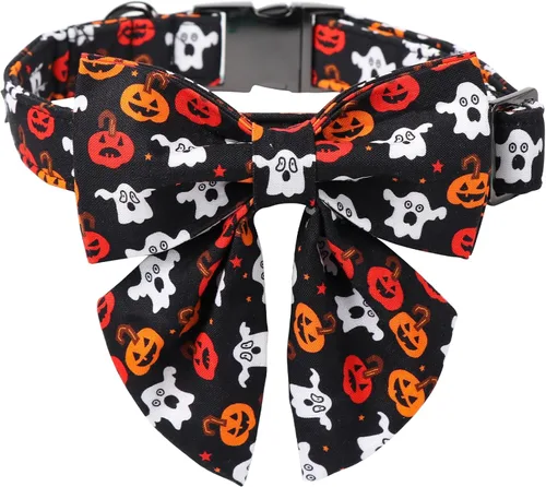 Vista 46 de Collar de perro a cuadros de búfalo amarillo otoñal con pajarita elegante Otoño-Lazo-Cuadros Amarillo