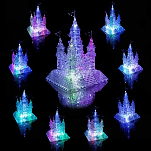 Vista 6 de Coolplay Rompecabezas musical de castillo de cristal 3D de 20 canciones para adultos, base iluminada incluida, 105 piezas