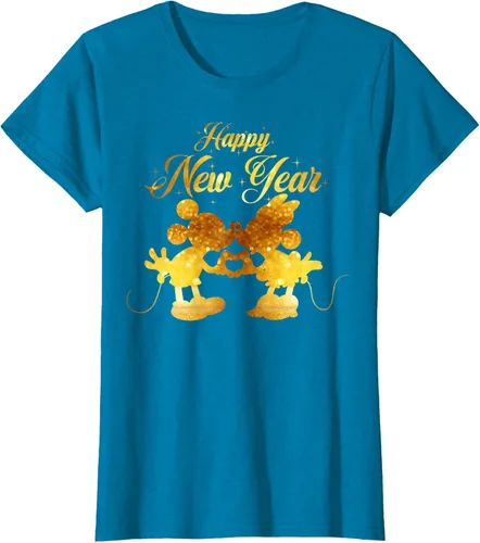 Vista 34 de Disney Camiseta de Año Nuevo Mickey & Minnie Happy New Year Silhouette, Negro
