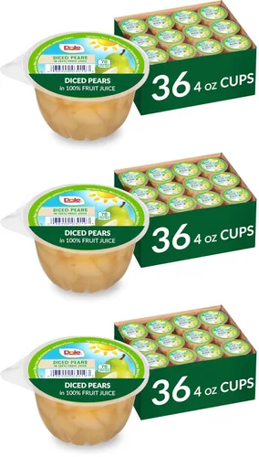Vista 10 de Dole - Tazones de peras en cubos en jugo 100% de fruta, 4 oz, 12 tazas en total, sin gluten ni lácteos, refrigerios a granel para niños y adultos