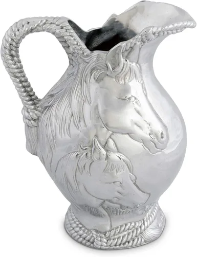 Vista 4 de Arthur Court Jarra de agua de aluminio para caballo y cuerda, de metal, para agua caliente/fría, té helado y bebidas de jugo, 10 pulgadas de alto
