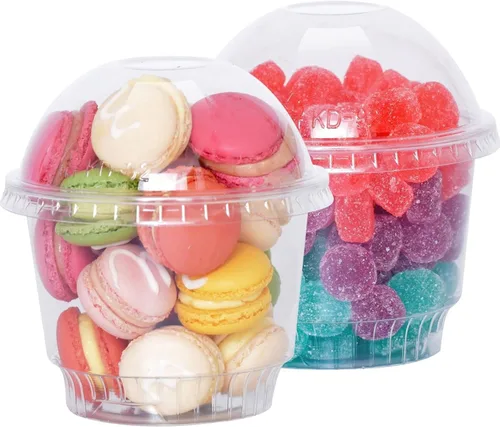 Vista 8 de Vasos de plástico transparente de 12 onzas con tapas de cúpula, tazas de postre con tapas (25 juegos), vasos desechables para fiestas de PET